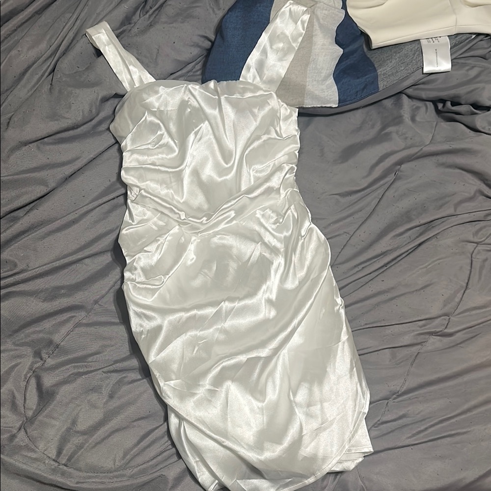 Elegant White Satin Dress